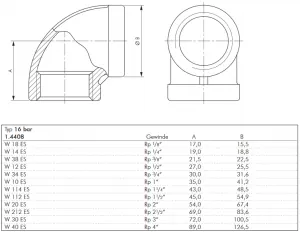 Winkel 90° Edelstahl 1.4408 mit Innengewinde (gegossen), bis 16 bar, Winkelverschraubung, Verschraubung, Edelstahlwinkel, alle Größen auch NPT-Gewinde